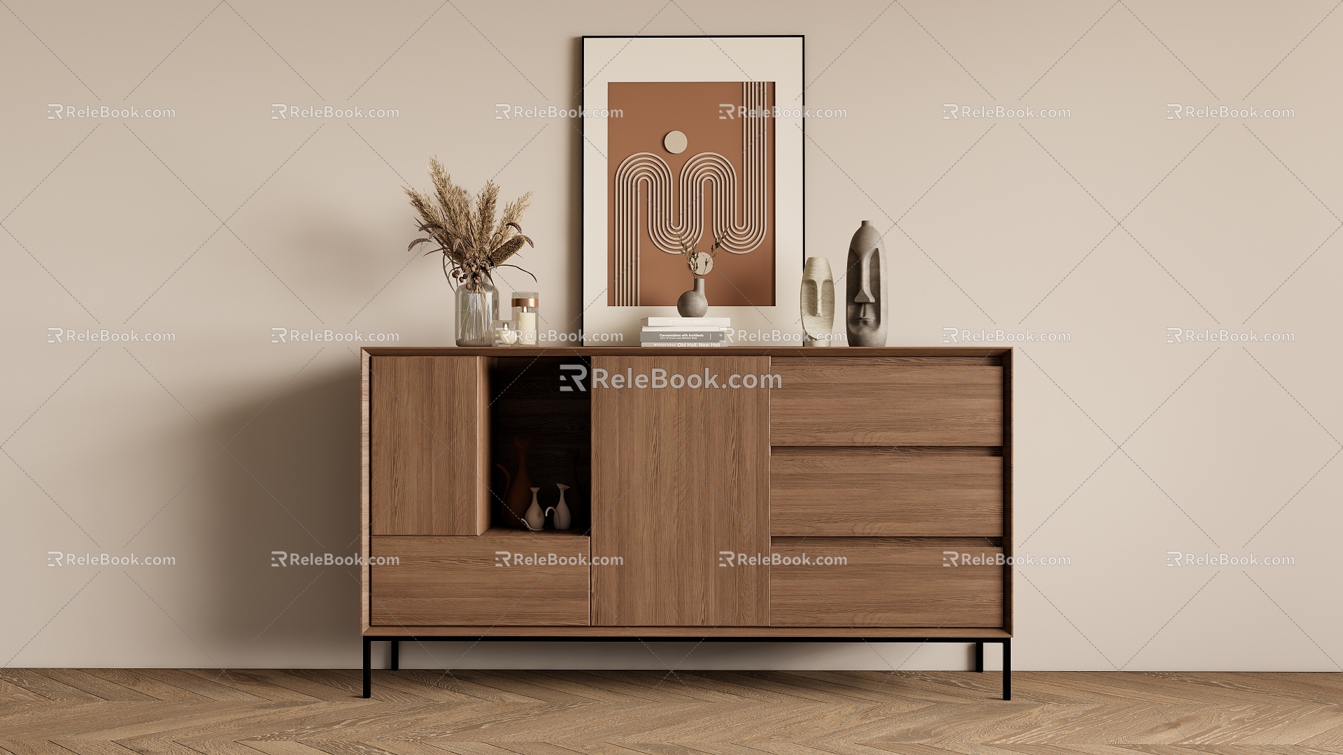Quiet Style Sideboard Decorative Cabinet 3d model
