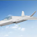 White Modern Fighter Jet Flying In Clear Blue Sky With Clouds