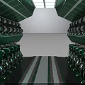 Futuristic Sci Fi Lab Facility With Glowing Green Chambers And Metallic Corridor