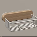 Wall Mounted White Metal Storage Basket With Wooden Backboard For Household Supplies