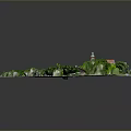 Red Roof Building Main Gate With Circular Plaza Lush Green Trees And Road