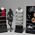 Modern Retail Display Shelves for Cosmetic Products with Female Silhouette and Multi Layer Storage