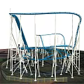 Thrilling Large Scale Amusement Park Roller Coaster With Blue Track And White Supports