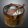Wooden Design Electric Cooker Appliance With Inner Pot And Serving Spoon