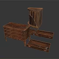 Dark Wooden Furniture Collection With Sideboard Cabinet And Decorative Trays