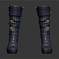 Navy Blue Leather Tall Boots Featuring Metal Buckles And Thin High Heels Design