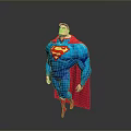 Muscular Man In Blue Superman Costume With Red Cape And Yellow Emblem