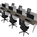 Modern Office Workspace With Multiple Desks Ergonomic Chairs Dividers And Keyboards