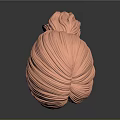 Detailed 3D Human Head Anatomical Model With Long Pink Hair Structure