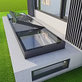 North Facing Modern Detached Villa With Glass Windows And Green Lawn Exterior
