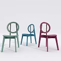 Modern Leisure Chairs with Round Woven Back Design in Green Blue and Pink Hues
