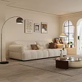 Elegant Cream White Sofa And Glass Top Coffee Table Set For Warm Living Room Decor