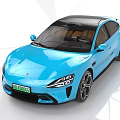 Blue Sports Car With Black Roof Brown Interior Sleek Body And Modern Design
