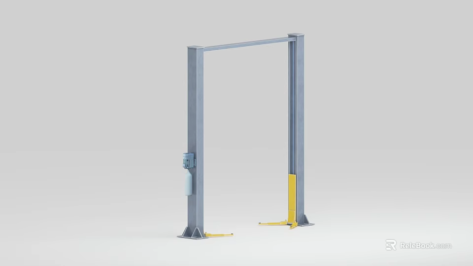 Heavy Duty Two Post Industrial Vehicle Lift With Hydraulic Control And Yellow Support Legs 3d model 
