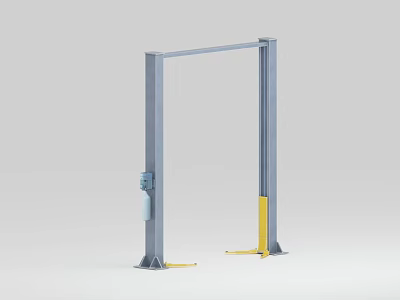 Heavy Duty Two Post Industrial Vehicle Lift With Hydraulic Control And Yellow Support Legs 3d model