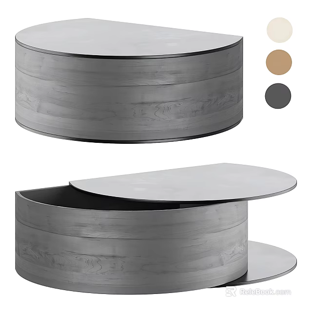 Modern Entryway Side Cabinet With Round Design Textured Surface And Color Options 3d model