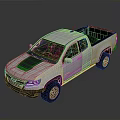 White Modern Pickup Truck Featuring Black Hood Stripe And Black Wheels