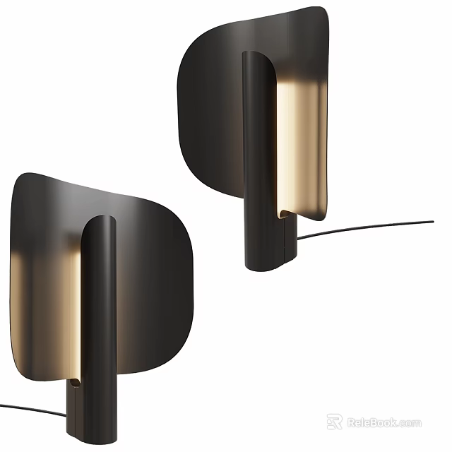 Modern Table Lamp With Sleek Black Curved Metal Design And Warm Gold Light For Home Decor 3d model 