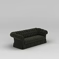 Tech Exhibition Hall Interior With Black Tufted Vintage Style Sofa Design 3d model