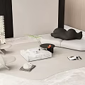 Modern Sofa Coffee Table Set With Marble Top Accent Chairs Potted Plant And Rug