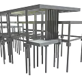 Modern Minimalist Stainless Steel Furniture With Frame Structure Including Tables And Shelves For Office