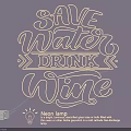 Decorative Neon Lighting Set with Save Water Drink Wine Lettering for Home Bar Decor