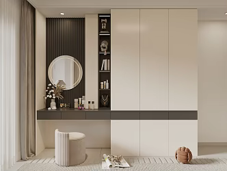 Modern Cream Style Dresser Wardrobe Dresser Cosmetic Combo 3d model