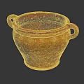 Traditional Handcrafted Clay Pot With Two Handles And Yellowish Brown Glaze