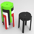 Modern Colorful Stools With Green Top And Black White Red Stripes Design