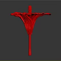 Vibrant Red Flower with Detailed Petals and Long Stem on Dark Background