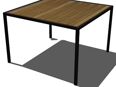 Minimalist Coffee Table With Wooden Tabletop And Black Metal Legs 3d model