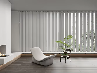 Modern venetian blinds dreamy blinds vertical venetian blinds recliner green plants potted fireplace curtains 3d model