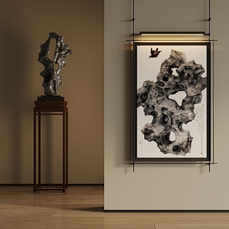 New Chinese Hanging Painting Taihu Stone 3d model