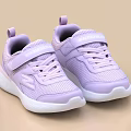 Light Purple Kids Sneakers With Velcro Straps Laces Mesh Upper And White Sole
