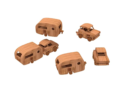 Wooden Building Blocks Designed As Car And Campervan Toy Models For Play 3d model
