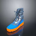 Stylish Blue And Orange Boots With Laces Orange Sole And Waterproof Upper