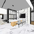 Contemporary Open Interior Design Featuring Marble Elements Wooden Ceiling And Modern Furniture