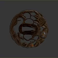 Traditional Japanese Wooden Obi Clasp With Carved Floral Clothing Accessory
