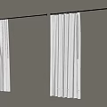 White Pleated Curtains Hanging On Rod Against Light Beige Wall