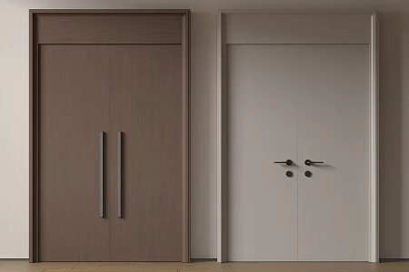 Modern double-door swing door entry door security door top-to-top opposite door 3d model