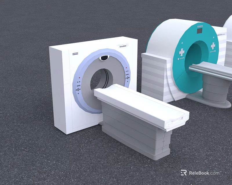 Advanced Medical CT Scanner Equipment With White Teal Design And Scanning Bed 3d model 