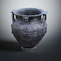 Ancient Clay Vase With Intricate Decorations And Multiple Handles 3d model