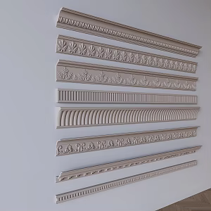 French carved plaster line plaster component decorative waist line 3d model