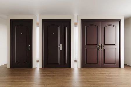 Modern security door combination entrance door double door lock 3d model