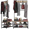 Multifunctional Shoe Cabinet with Hanging Coats Scarves Bags and Decorative Items