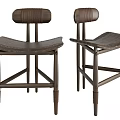 Modern Wooden Dining Chairs With Striped Backrest And Curved Woven Seat