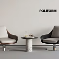 POLIFORM Modern Interior With Two Accent Chairs And Marble Side Table 3d model