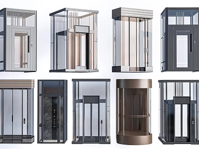 Modern Elevator Designs Featuring Various Glass Metal And Exterior Style Options 3d model