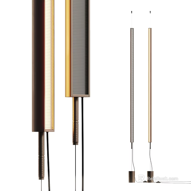 Sleek Modern Floor Lamps With Gold Silver And Black Metallic Finishes 3d model 