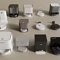 Multiple Robot Vacuum Cleaners With Charging Docks In Various Colors And Designs 3d model